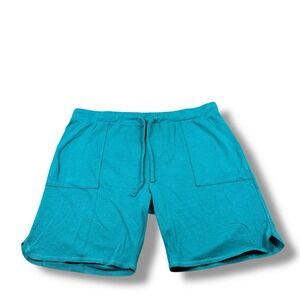 Good Life USA Clothing French Terry Cotton Teal Sweat Shorts 8.5" Mens 2XL EUC